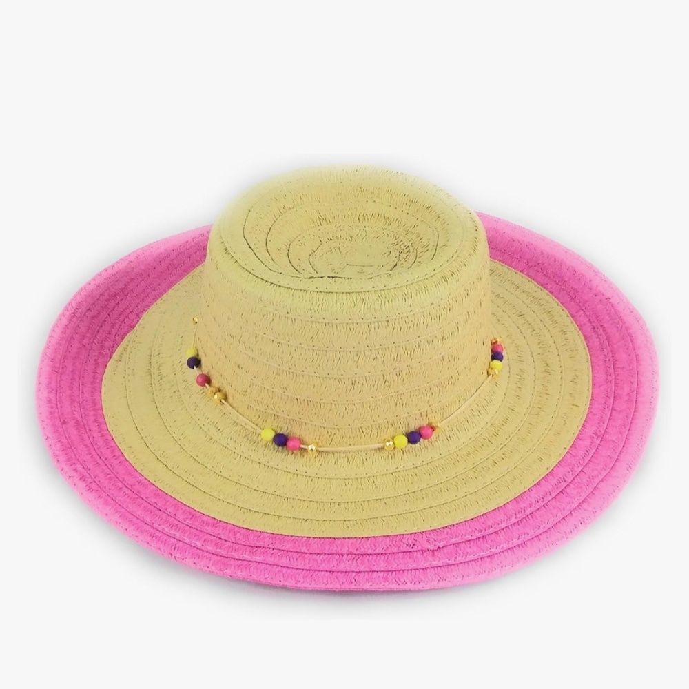 NEW Threshold Womens Pink Beach Sun Hat Floppy Beaded